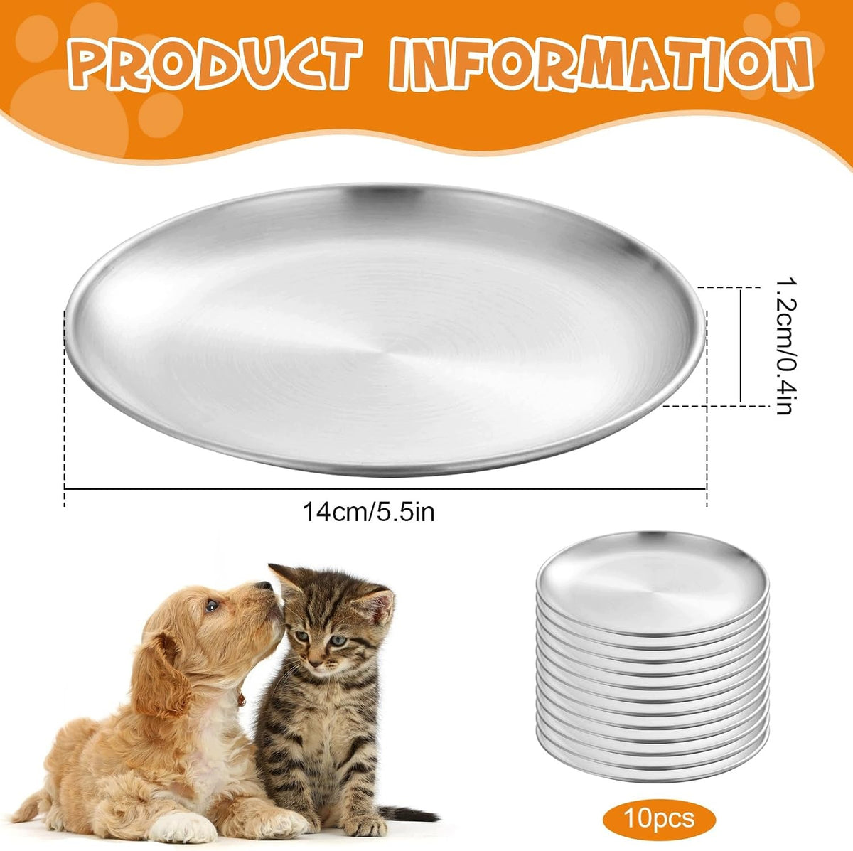 STAINLESS STEEL CAT BOWLS 14 CM FLAT 12 PACK