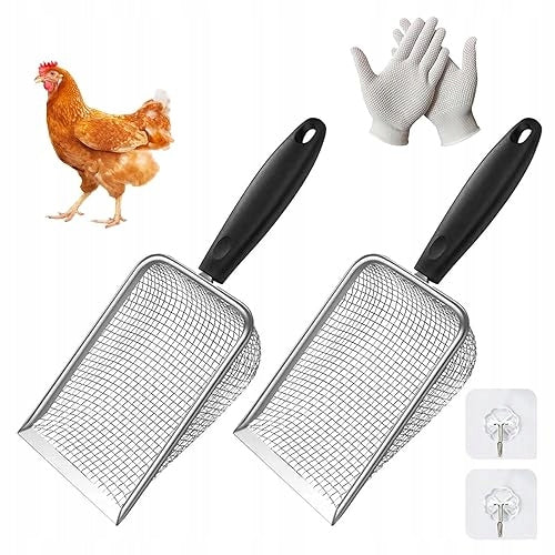 STAINLESS STEEL CAT LITTER BOX SPATULA ERGONOMIC SET OF 2