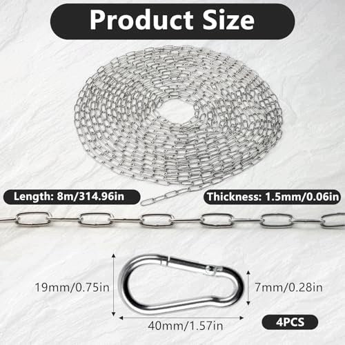 STAINLESS STEEL CHAIN 8 M FOR HANGING WITH CARABINERS metal Manufacturer code SWC5908151115213