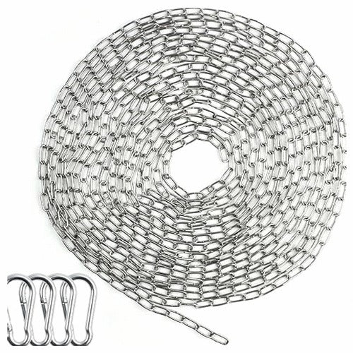 STAINLESS STEEL CHAIN 8 M FOR HANGING WITH CARABINERS metal