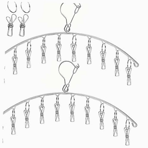 STAINLESS STEEL CLOTHES DRYING RACK 10 UNDERWEAR CLIPS
