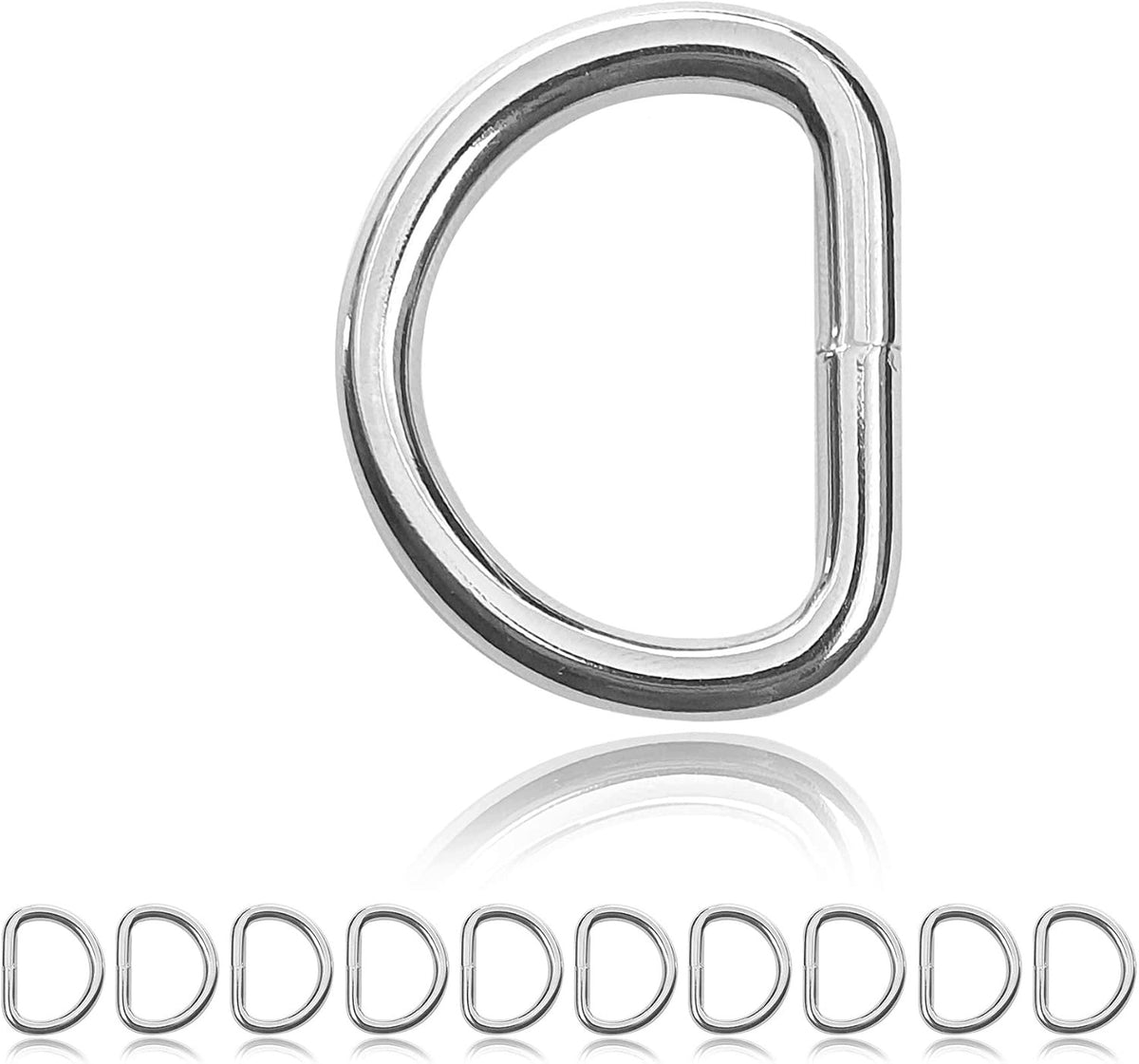 STAINLESS STEEL D RINGS 50X41MM WELDED 10 PCS PARACORD