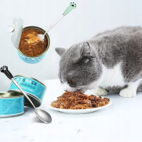 STAINLESS STEEL DOG AND CAT FOOD SPOON PATTERN PAW SET OF 3 Kind automatic feeder