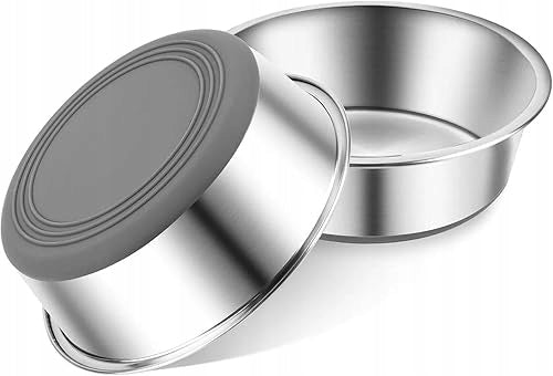 STAINLESS STEEL DOG BOWL NON-SLIP WATER FOOD 2 PACK