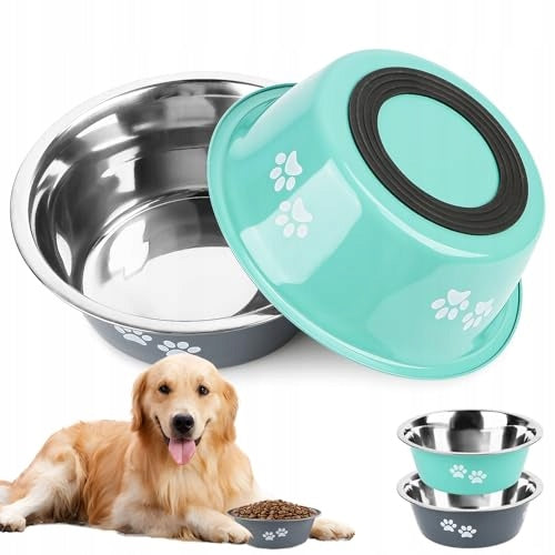 STAINLESS STEEL DOG BOWLS NON-SLIP 860ML 2 PCS Silicone Manufacturer code Bez marki