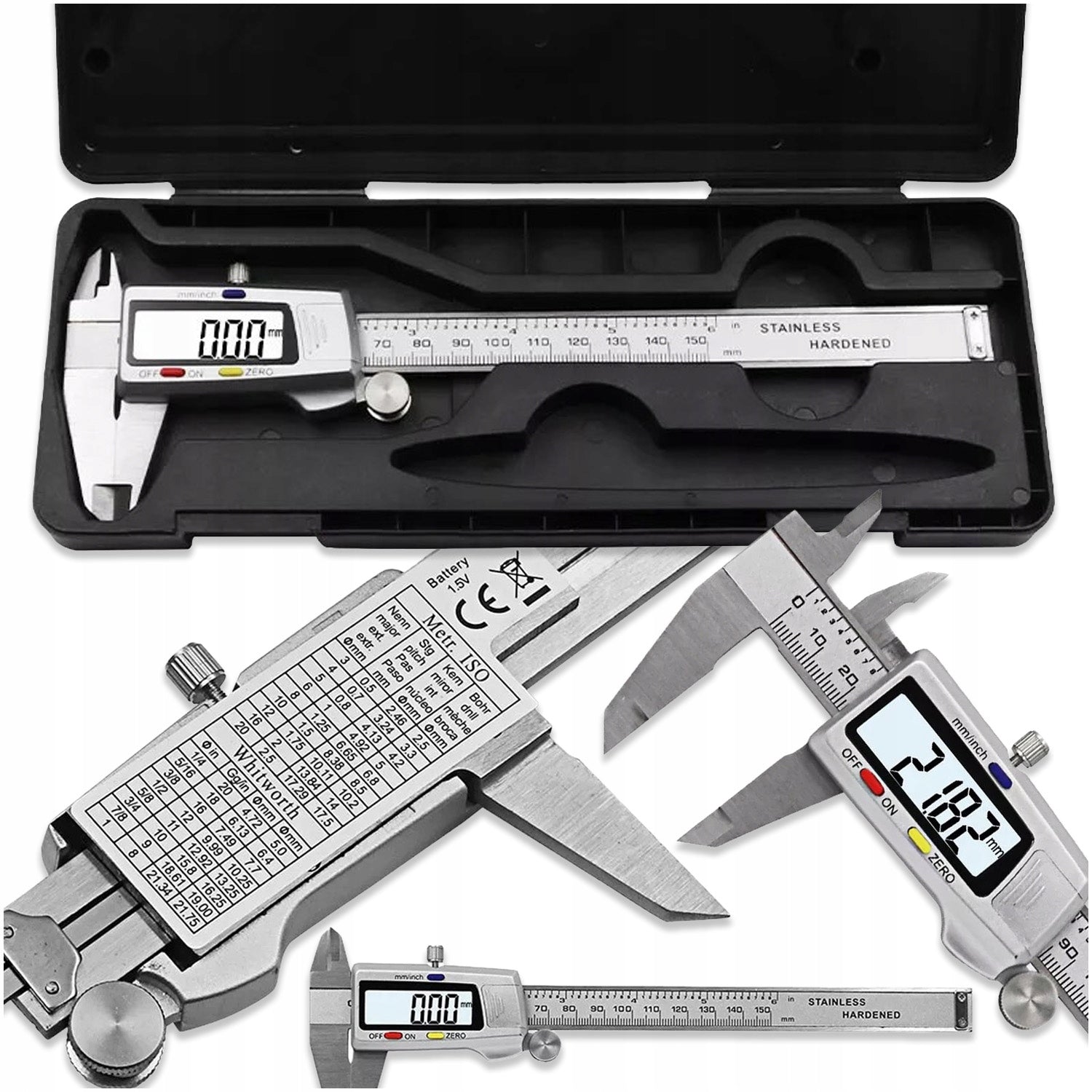 STAINLESS STEEL ELECTRONIC CALIPER DIGITAL 0-150MM CASE
