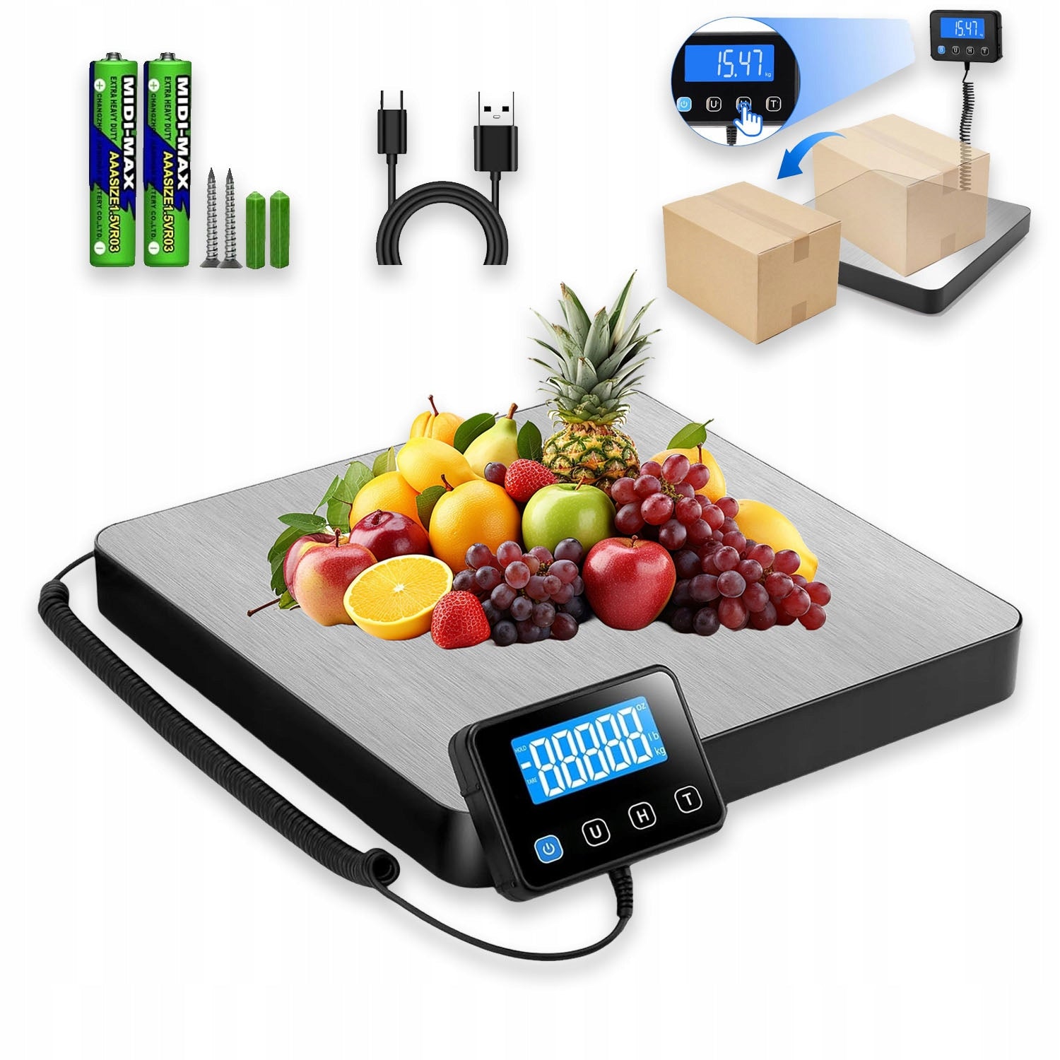 STAINLESS STEEL ELECTRONIC PARCEL SCALE POSTAL 200KG LCD DISPLAY