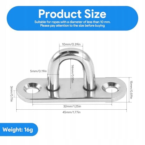 STAINLESS STEEL EYE CEILING HOOKS M5 PLANT ASSEMBLY 20 PCS Manufacturer code Bez marki
