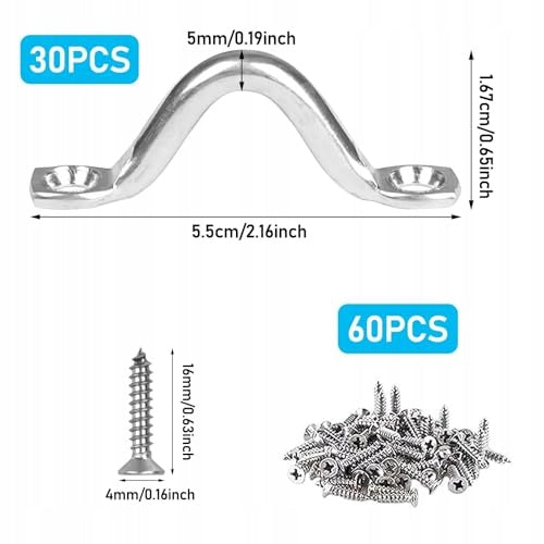 STAINLESS STEEL EYE HOOKS FOR PANEL AWNING 30 PCS Steel for Home Manufacturer code Bez marki