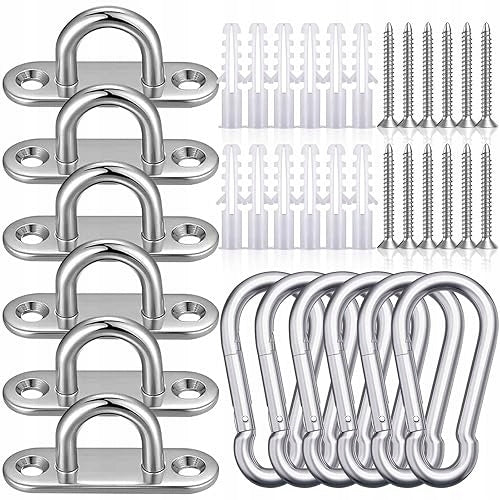 STAINLESS STEEL EYE HOOKS FOR WALL CEILING 6 PIECES SET