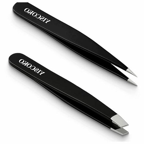 STAINLESS STEEL EYEBROW TWEEZERS FACE HAIR FOR WOMEN 2 PACK