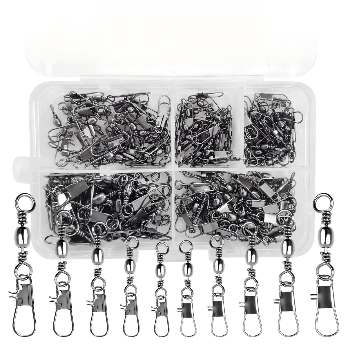 STAINLESS STEEL FISHING SWIVELS SET OF 150 PCS SAFETY PIN SNAP