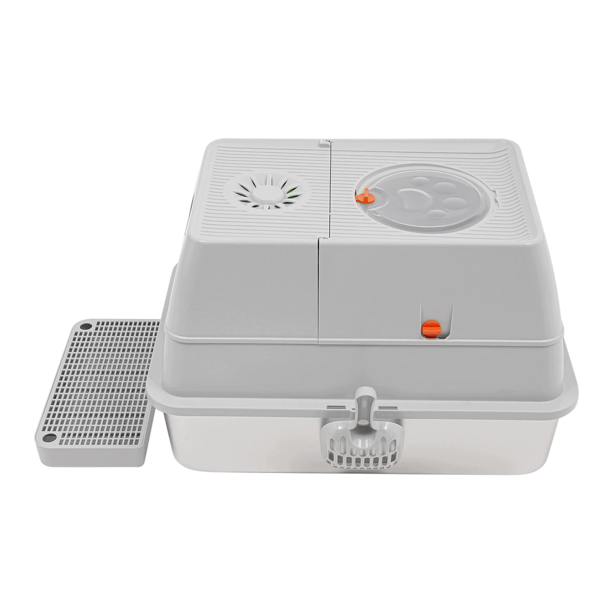 STAINLESS STEEL FLIP-TOP CAT LITTER BOX, LIGHT GRAY, 60*40*39CM