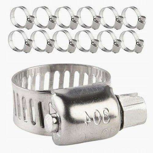 STAINLESS STEEL HOSE CLAMP 304 SCREW CLAMP 10 16MM SET 12PCS