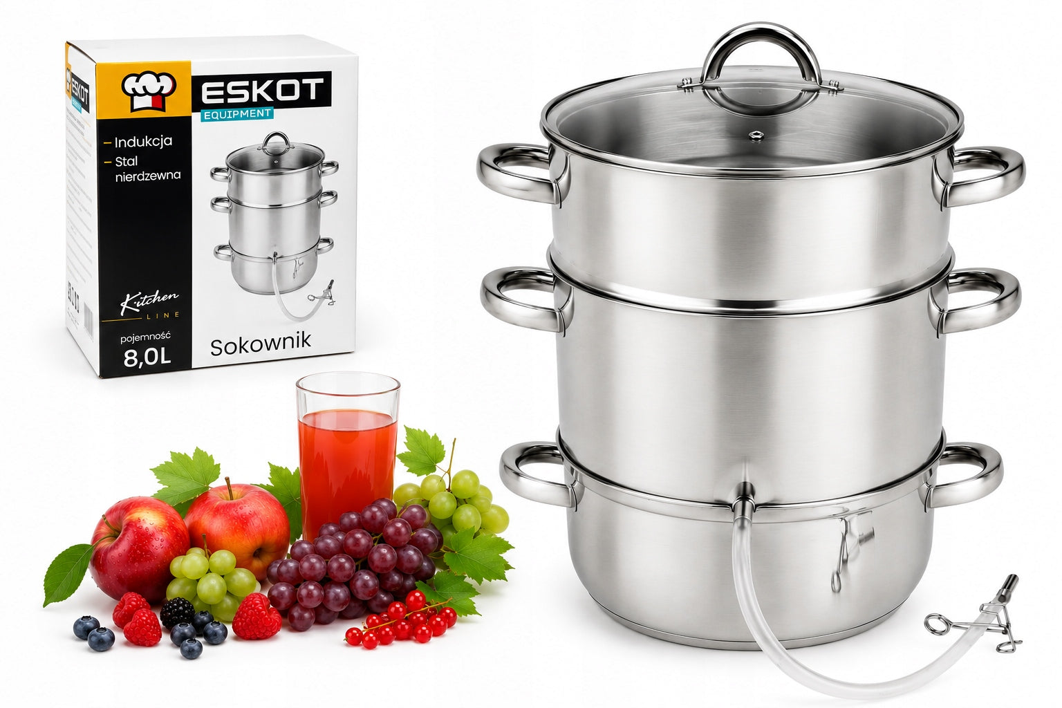 STAINLESS STEEL JUICER 8L For Fruit Juice Making Pot ESKOT Manufacturer code 8721