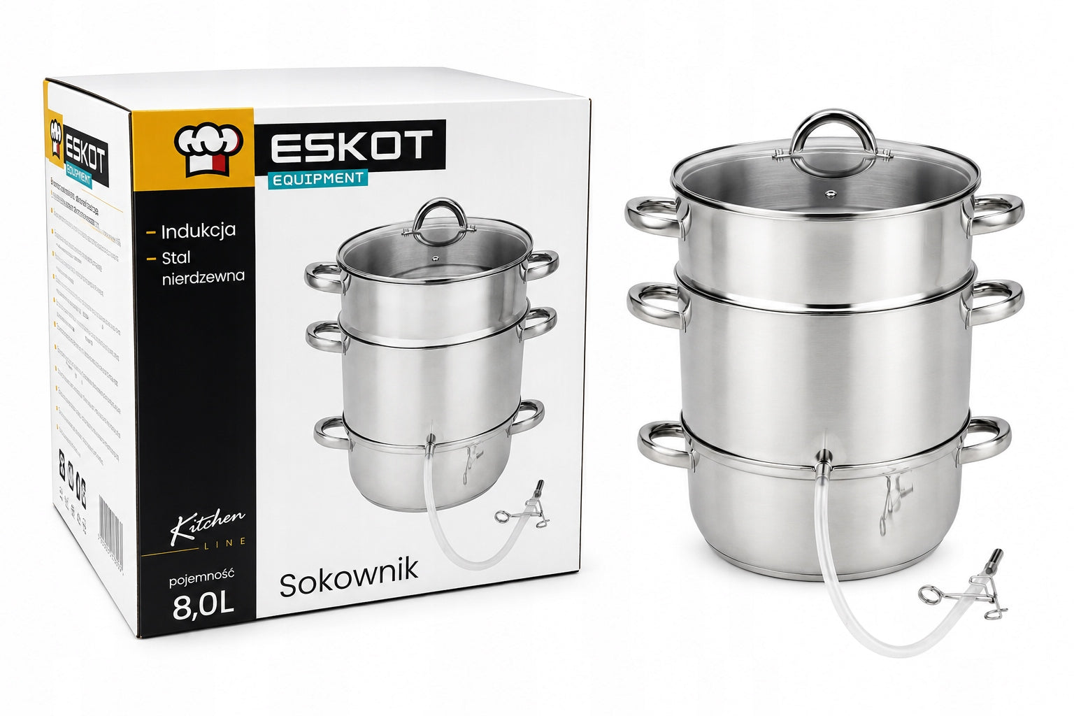 STAINLESS STEEL JUICER 8L For Fruit Juice Making Pot ESKOT Packaging status original