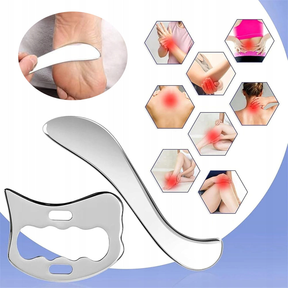 STAINLESS STEEL MASSAGER GUA SHA PLATE FOR BACK LEG NECK FACE MASSAGE Packaging status original