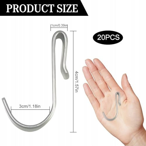 STAINLESS STEEL S HOOKS FOR KITCHEN ORGANIZATION 20 PIECES STEEL Manufacturer code Bez marki