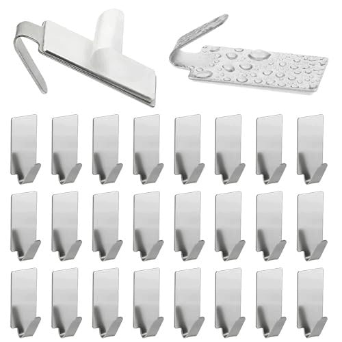 STAINLESS STEEL SELF-ADHESIVE HOOKS SILVER WITHOUT DRILLING 24 PCS. Brand no brand