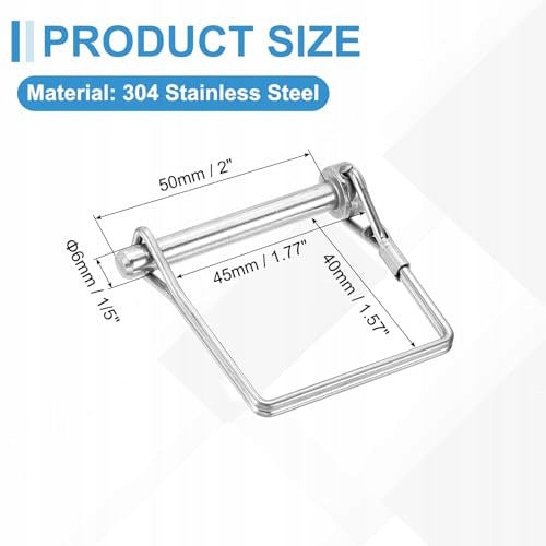 STAINLESS STEEL SQUARE LOCKING PIN FOR TRAILER 6MM 2PCS Manufacturer code SWC5908807016079