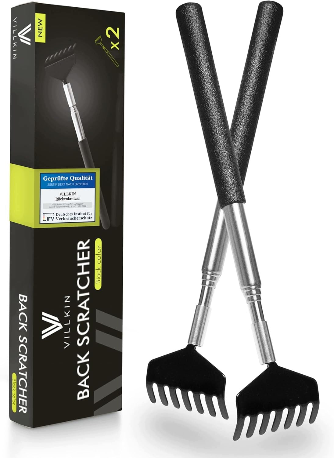 STAINLESS STEEL TELESCOPIC BACK SCRATCHER 2 PIECES
