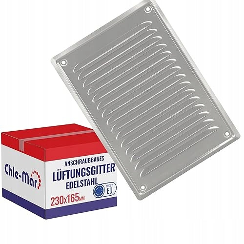 STAINLESS STEEL VENTILATION GRILLE 230X165 MM FOR SCREWING WALL MOUNTING