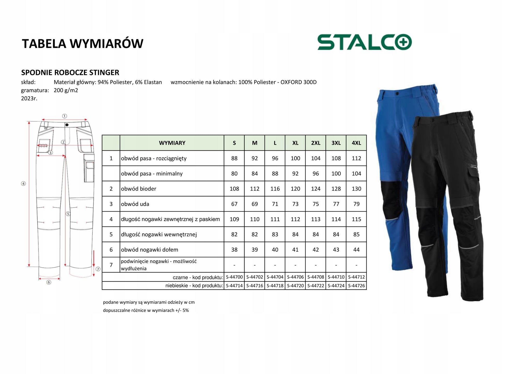 STALCO Work pants STINGER black r.XL S-44706 Color black