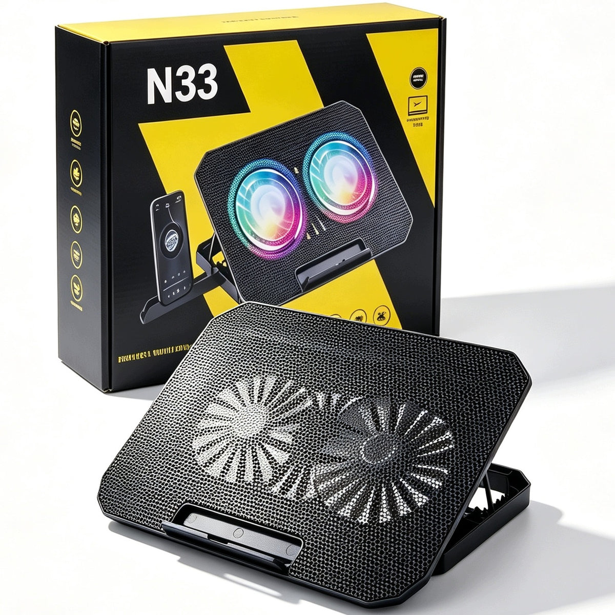 STAND COOLING PAD LAPTOP 14-16 LED ADJUSTABLE 2 USB FANS