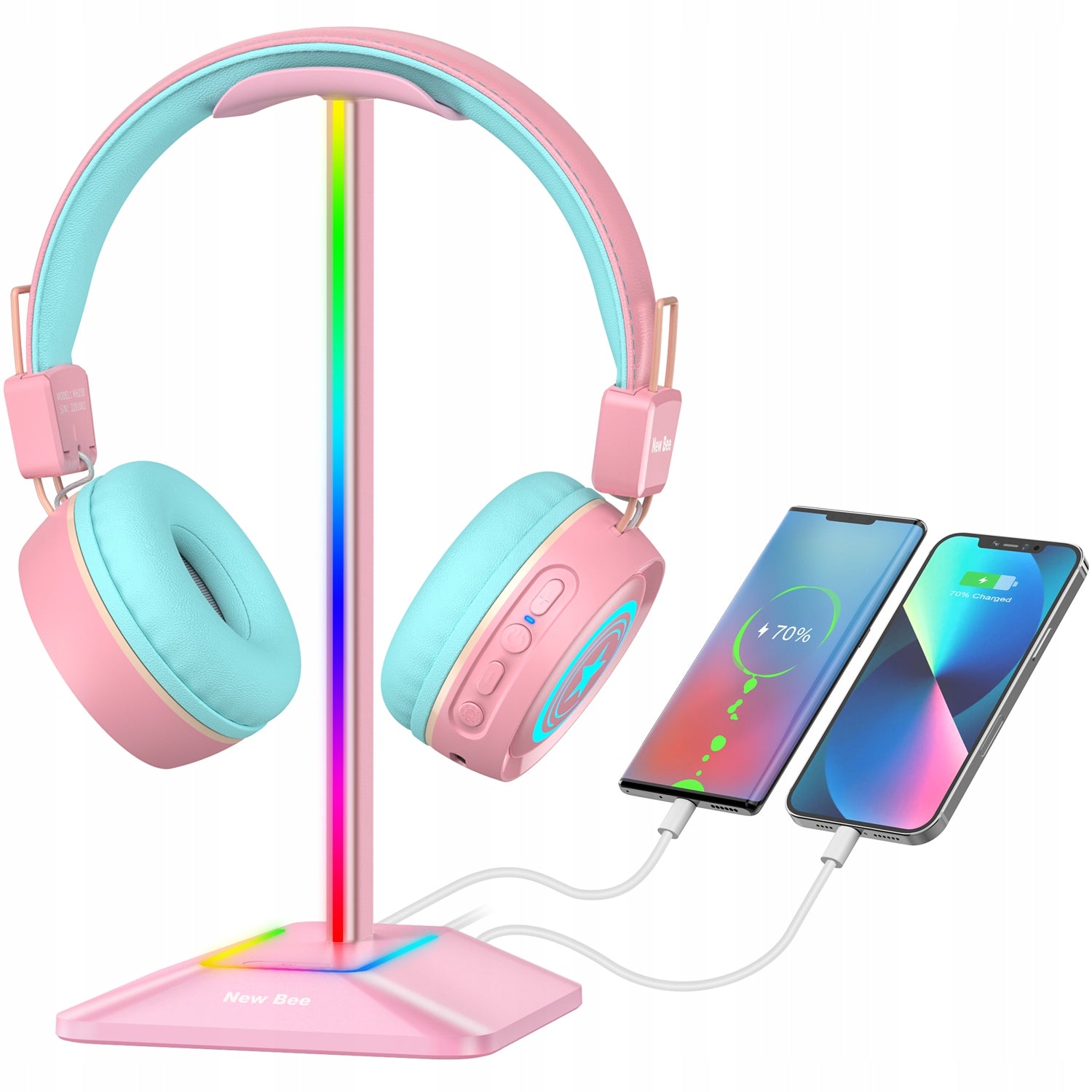 STAND FOR HEADPHONES NEW BEE GAMING BACKLIGHT RGB LED HUB USB