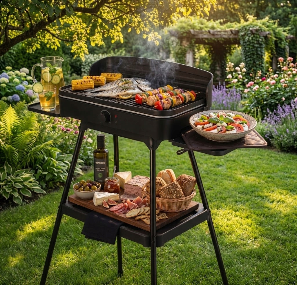 STANDING ELECTRIC GRILL ON LEGS FRAME + GRATE For Balcony Garden Terrace Manufacturer code Grill elektryczny balkonowy tarasowy BBQ