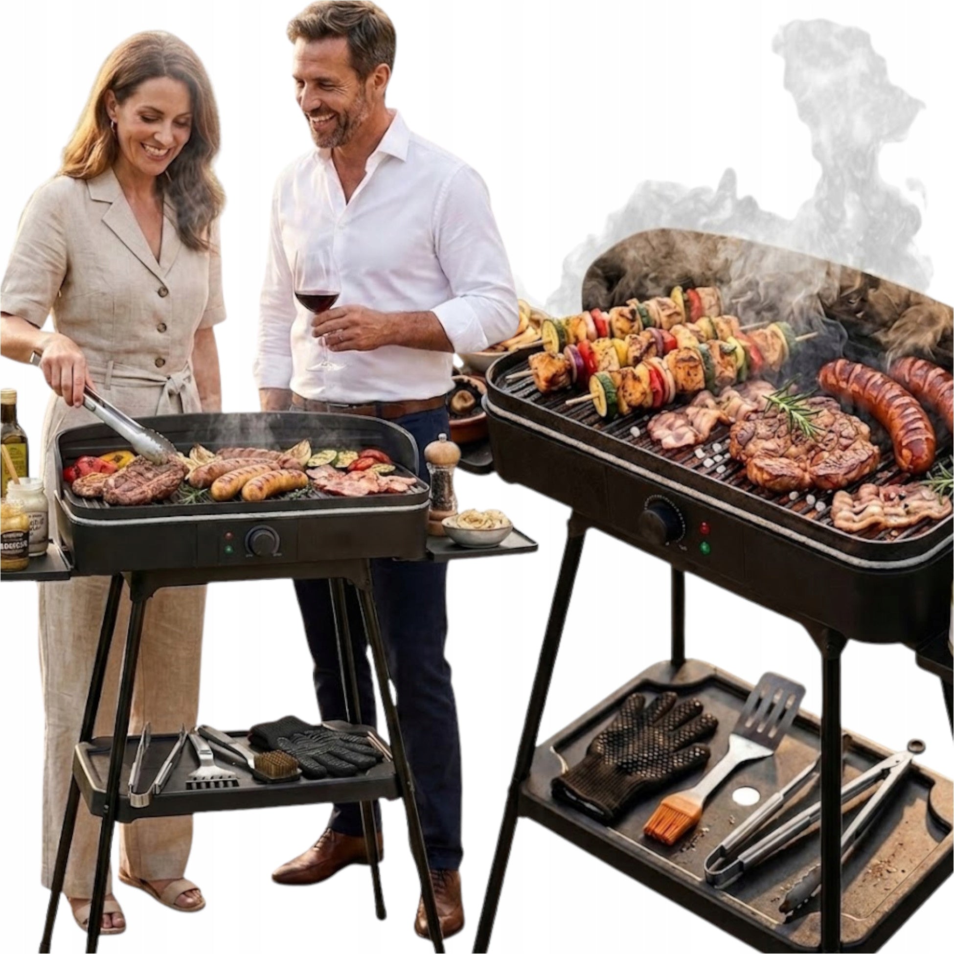 STANDING ELECTRIC GRILL ON LEGS FRAME + GRATE For Balcony Garden Terrace