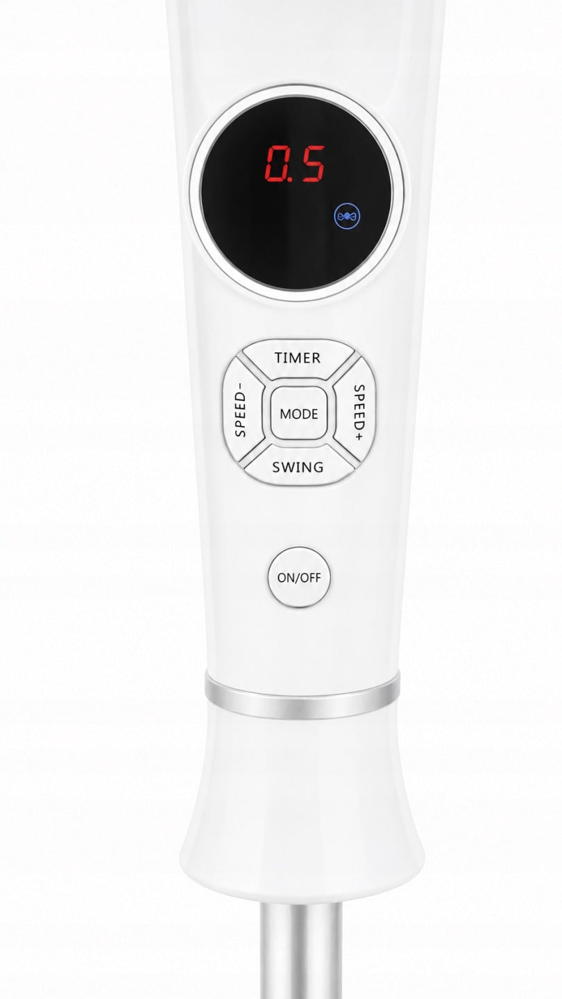 STANDING FAN FLOOR FAN OSCILLATION REMOTE CONTROL VO LCD WHITE STRONG Model VOLTENO BIAŁY LCD