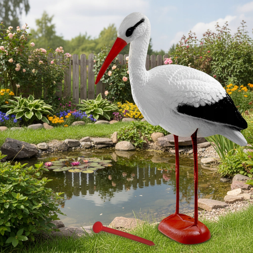 STANDING STORK 78cm XXL LARGE AS LIVE GARDEN FIGURINE DECORATION FOR GARDEN Packaging status original