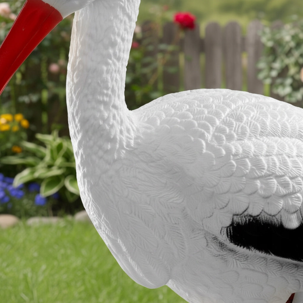 STANDING STORK 78cm XXL LARGE AS LIVE GARDEN FIGURINE DECORATION FOR GARDEN Product height 78 cm