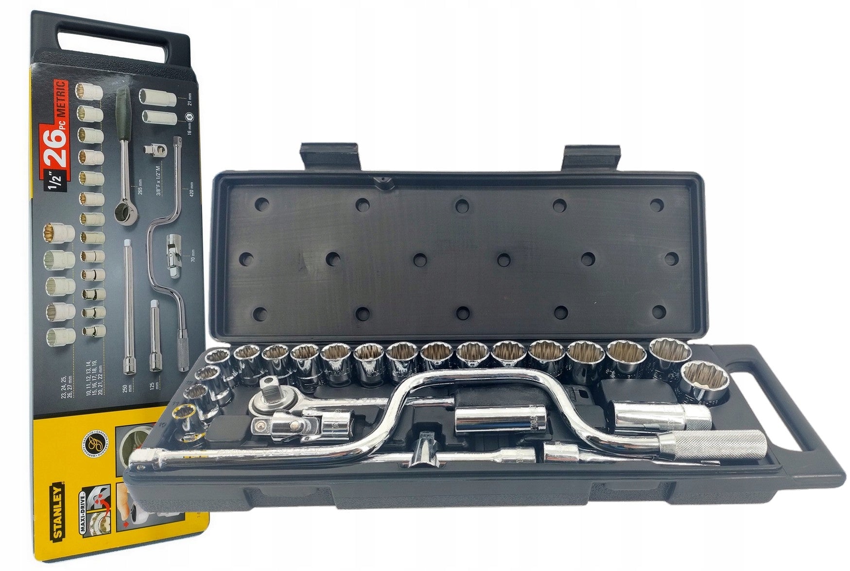 STANLEY MAXI DRIVE 1-87-063 SOCKET WRENCH SET 26 ELEMENTS 1/2"