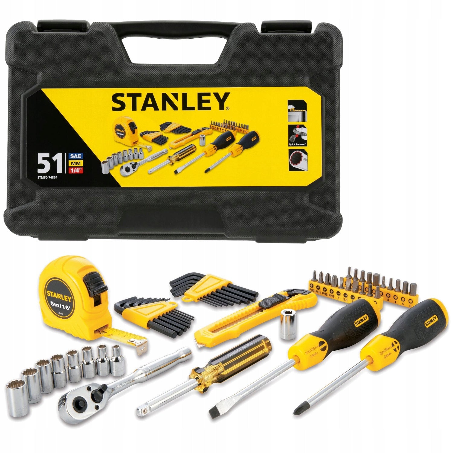 STANLEY STMT0-74864 51el. hand tool set in case