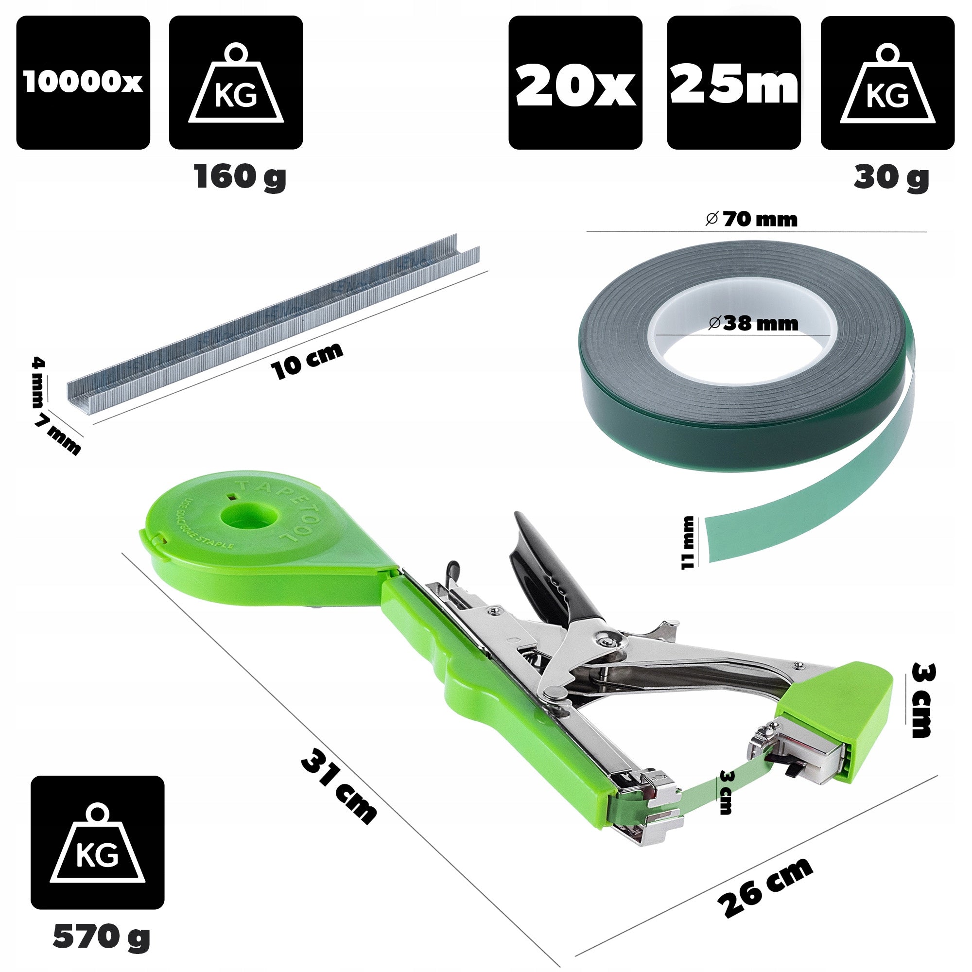 STAPLER FOR LIGATING TOMATO PLANTS ORCHARD NURSERY + 20x TAPES EAN (GTIN) 5906638328439