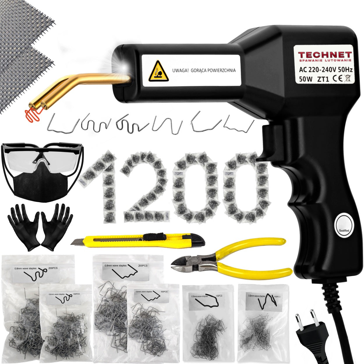 STAPLER FOR PLASTIC WELDING MACHINE ZT1 50W 1200pcs staples 2x mesh Manufacturer code Zszywarka spawarka do plastiku ZT1-712