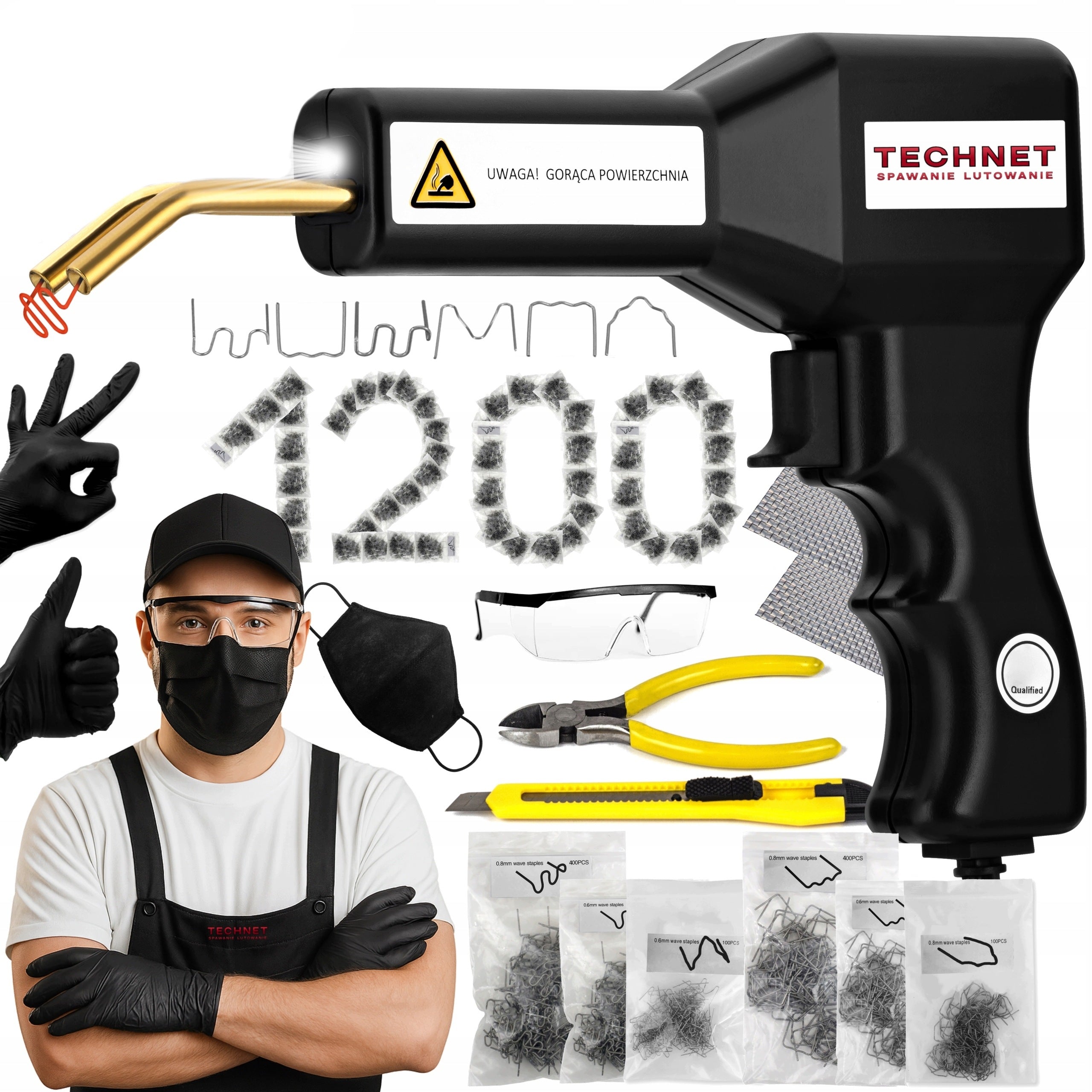 STAPLER FOR PLASTIC WELDING MACHINE ZT1 50W 1200pcs staples 2x mesh