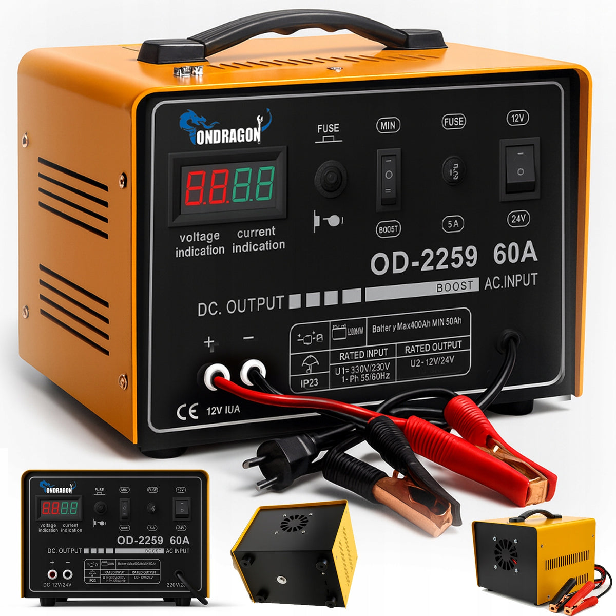 START 12/24V CAR RECTIFIER WITH START FOR CHARGING POWER 60A LCD