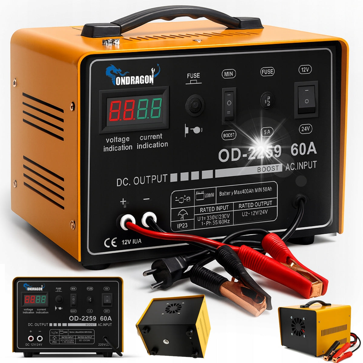 START 12/24V CAR RECTIFIER WITH START FOR CHARGING POWER 60A LCD