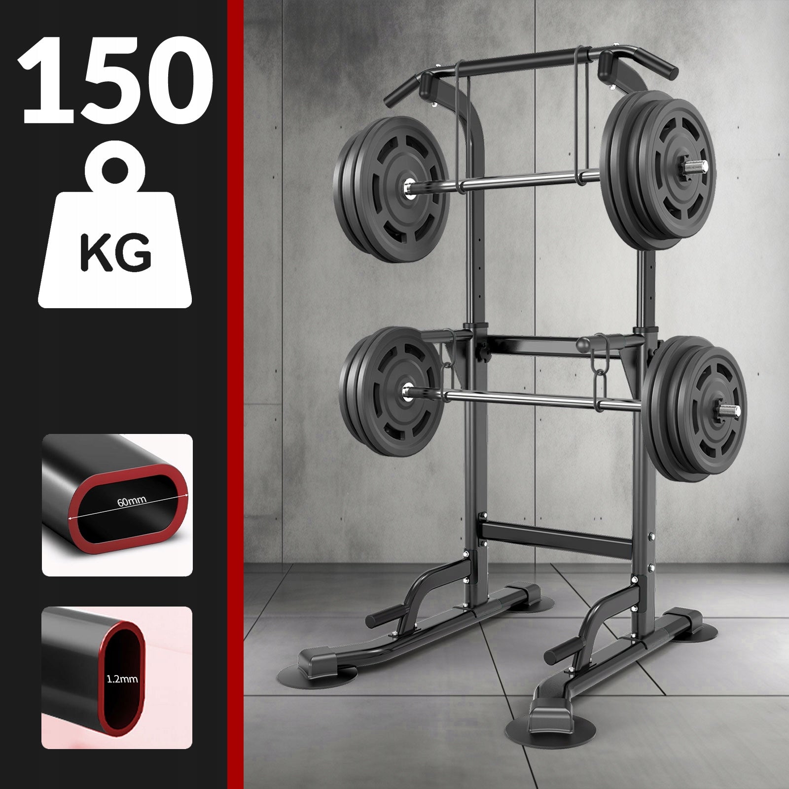 STATIONARY EXERCISE HANDRAILS for dips Pull-up BAR ADJUSTABLE Base width 86 cm