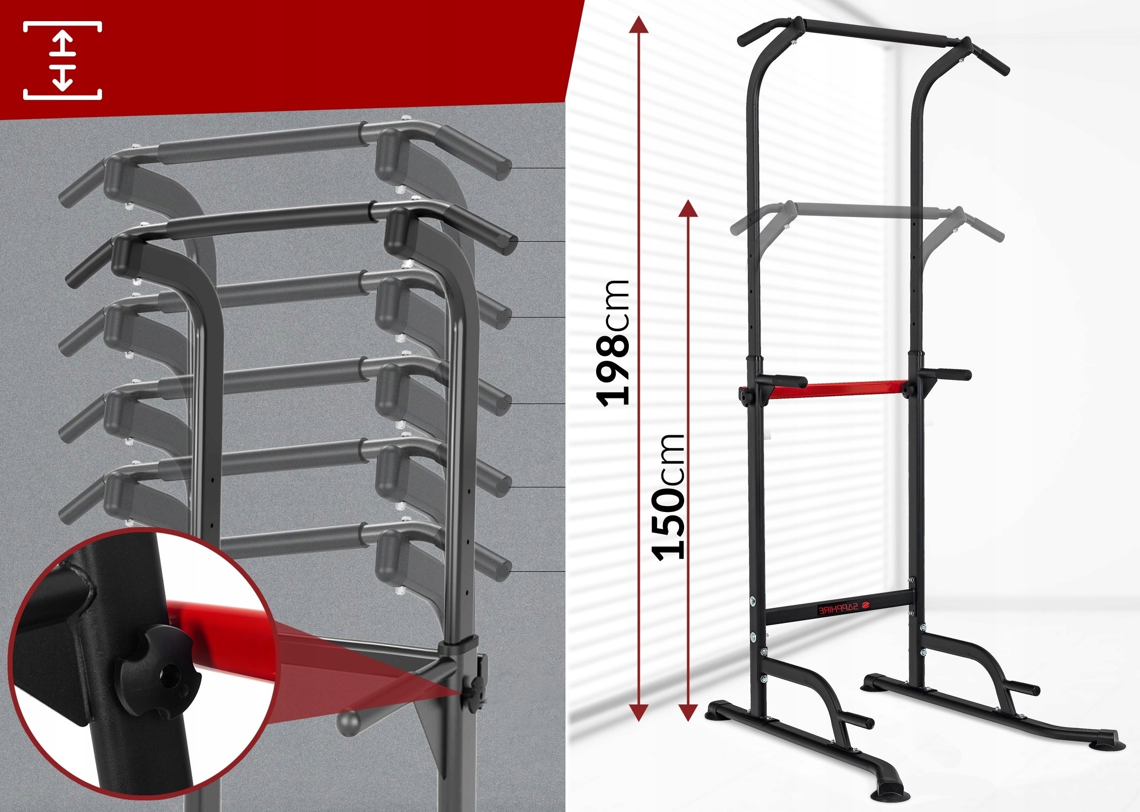 STATIONARY EXERCISE HANDRAILS for dips Pull-up BAR ADJUSTABLE Kind parallel bars