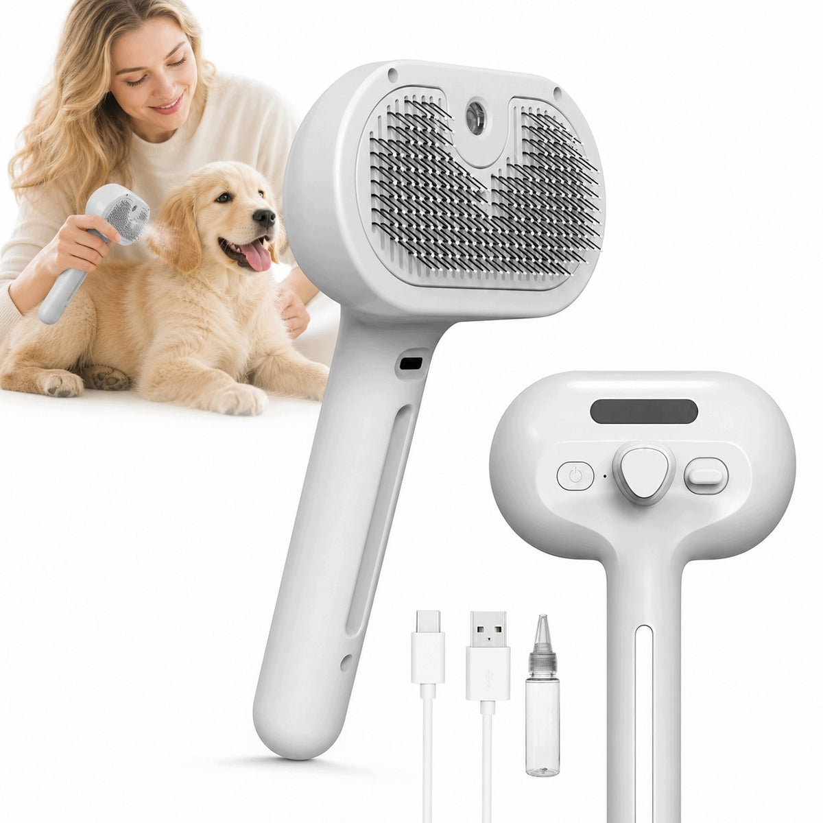 STEAM ANIMAL CAT DOG BRUSH ELECTRIC FOR GENTLE COMBING