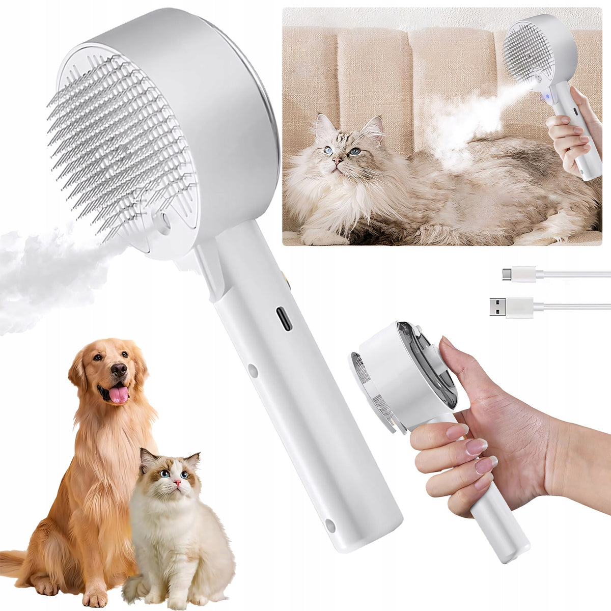 STEAM BRUSH FOR CAT AND DOG ANIMALS COMB FOR HAIR CARE30ML