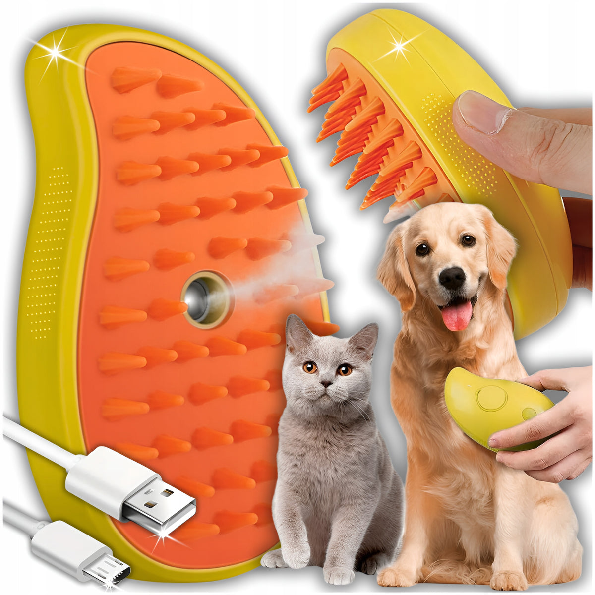 STEAM BRUSH FOR CAT DOG ANIMAL MASSAGER ELECTRIC COMB HAIR