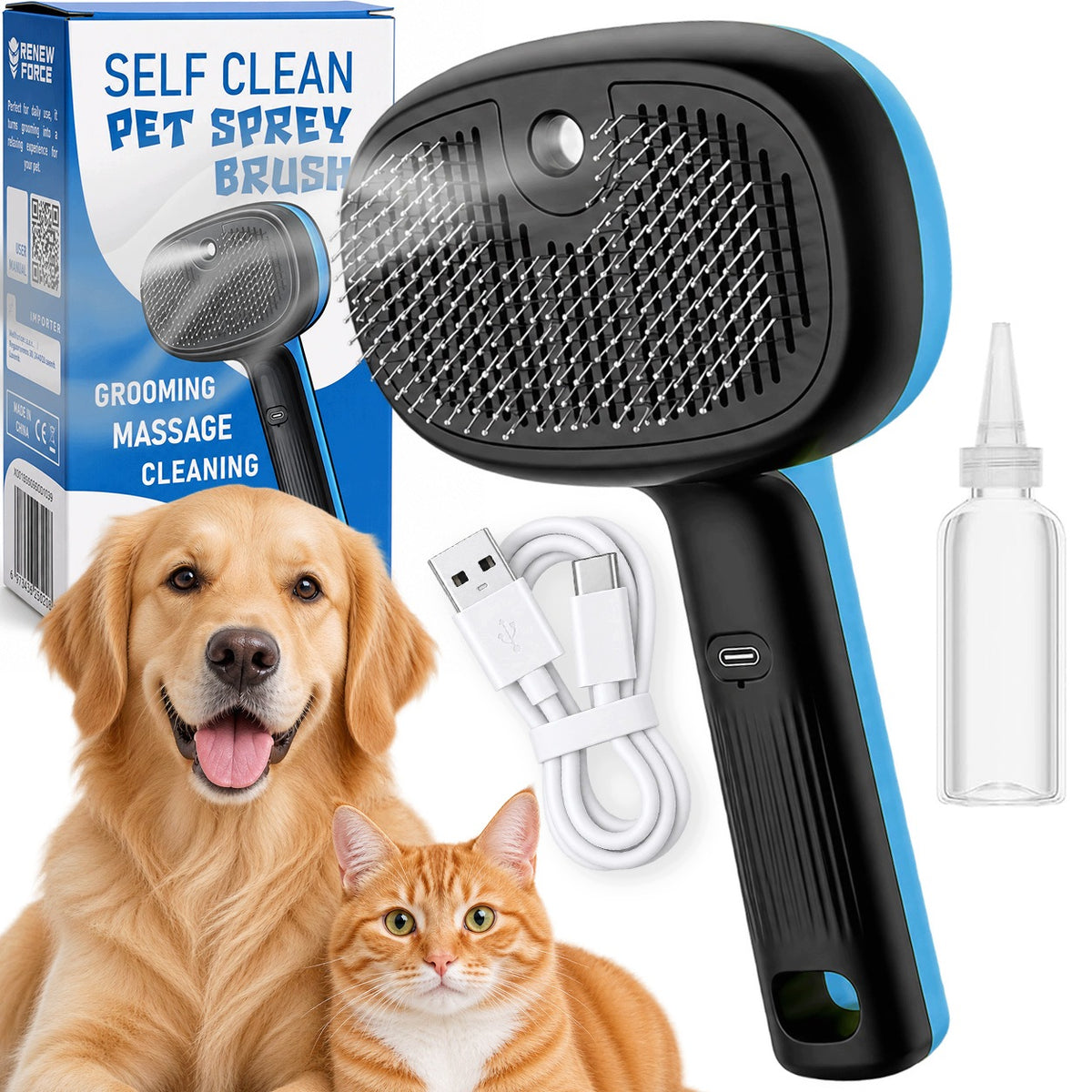 STEAM BRUSH FOR CAT DOG ANIMALS ELECTRIC COMBING TANK 55ml