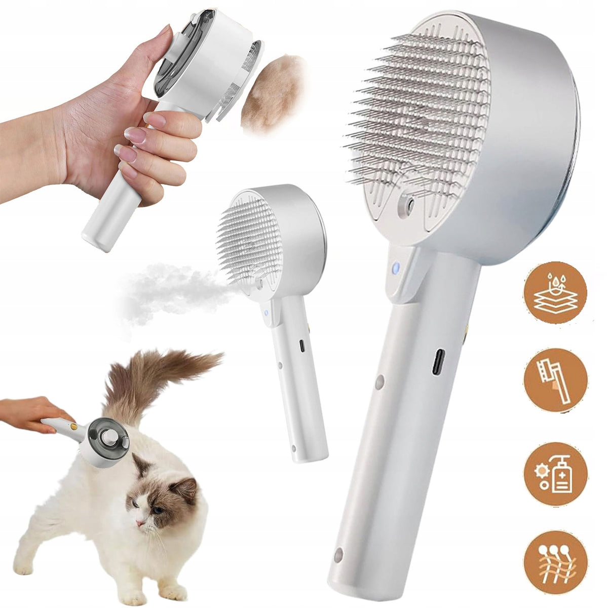 STEAM BRUSH FOR CAT DOG ANIMALS MASSAGER COMB ELECTRIC COAT
