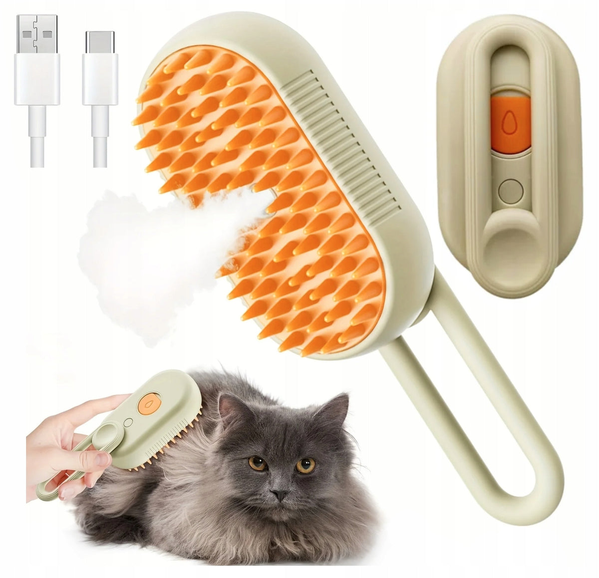 STEAM BRUSH FOR CAT DOG HAIR CARE USB ELECTRIC QUALITY! Brand Hurtnet