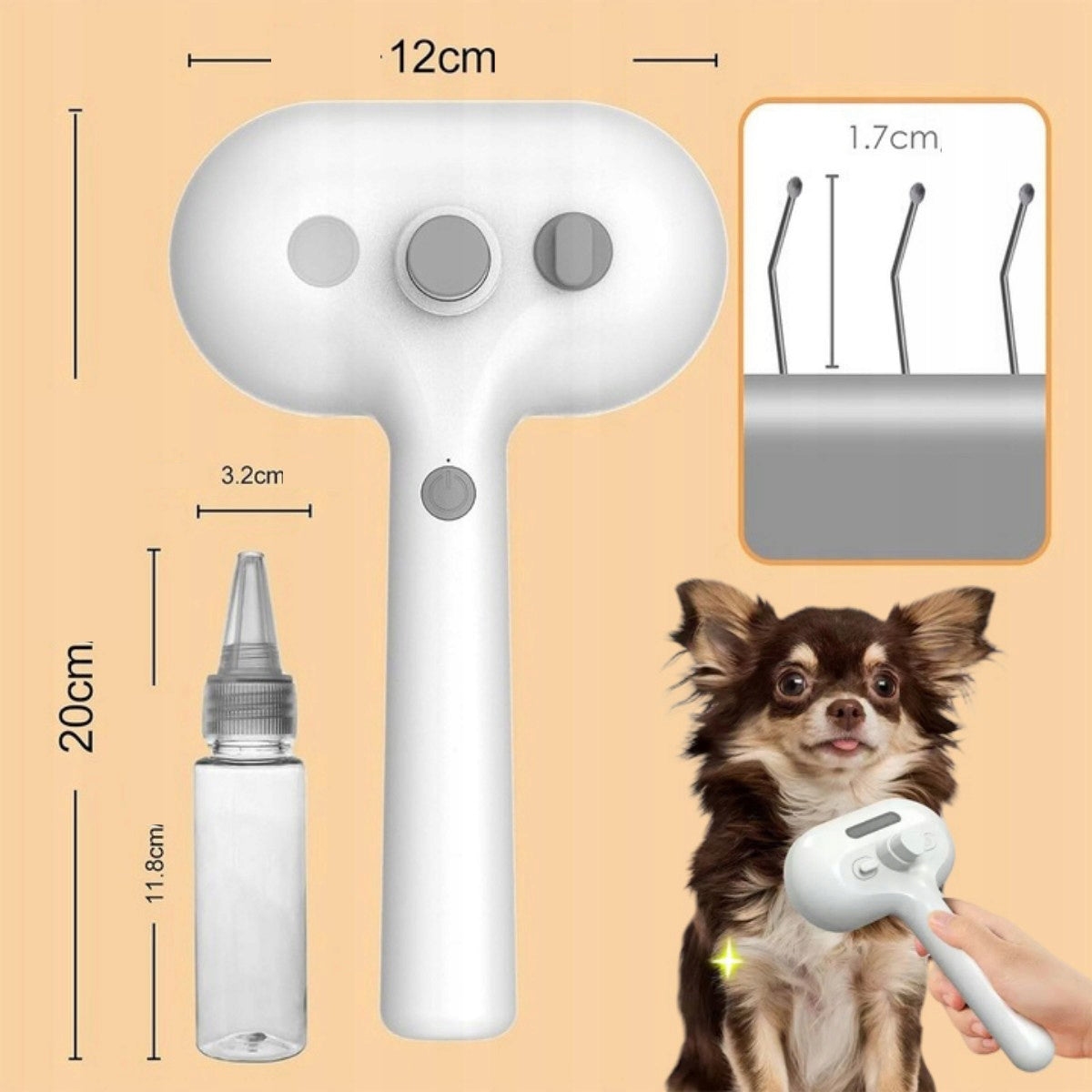 STEAM BRUSH FOR CATS AND DOGS TO CLEAN DOG AND CAT HAIR - WHITE Brand no brand